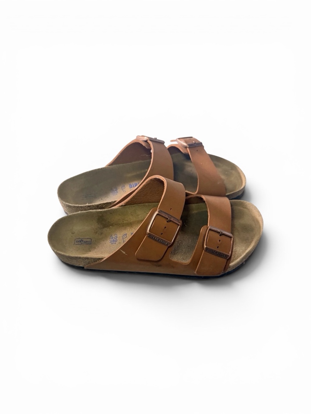 Birkenstock Arizona Double Strap Sandals in Tan Leather Size 43